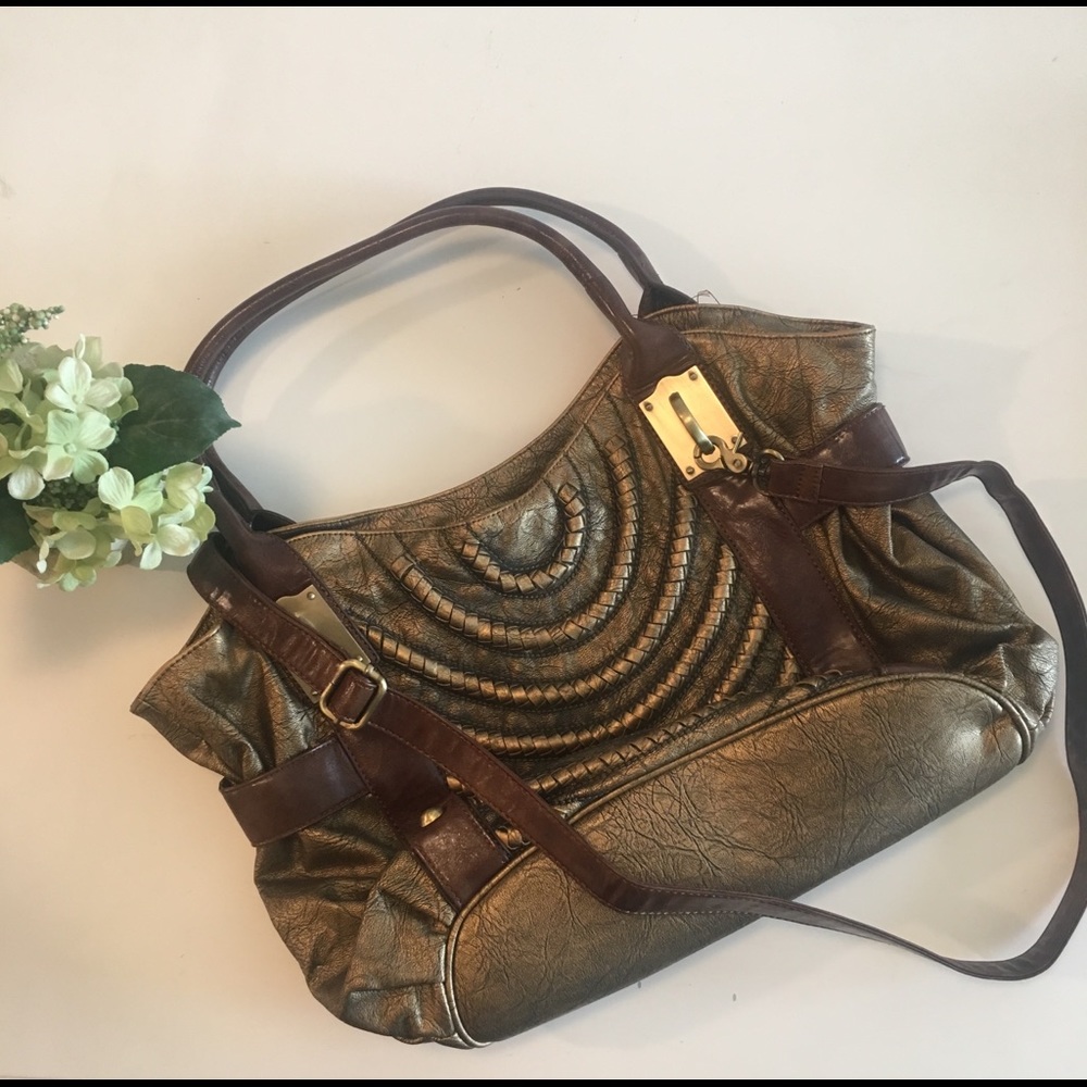 ✨Nicole Lee✨ Gold Vegan Satchel /Crossbody NWT